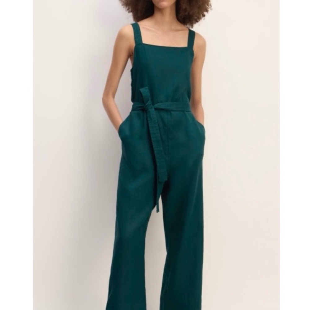 Everlane Green Jumpsuit Wide-Leg Sleeveless